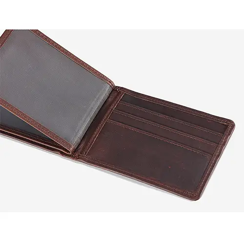 Slim Leather Wallet with Transparent ID Display